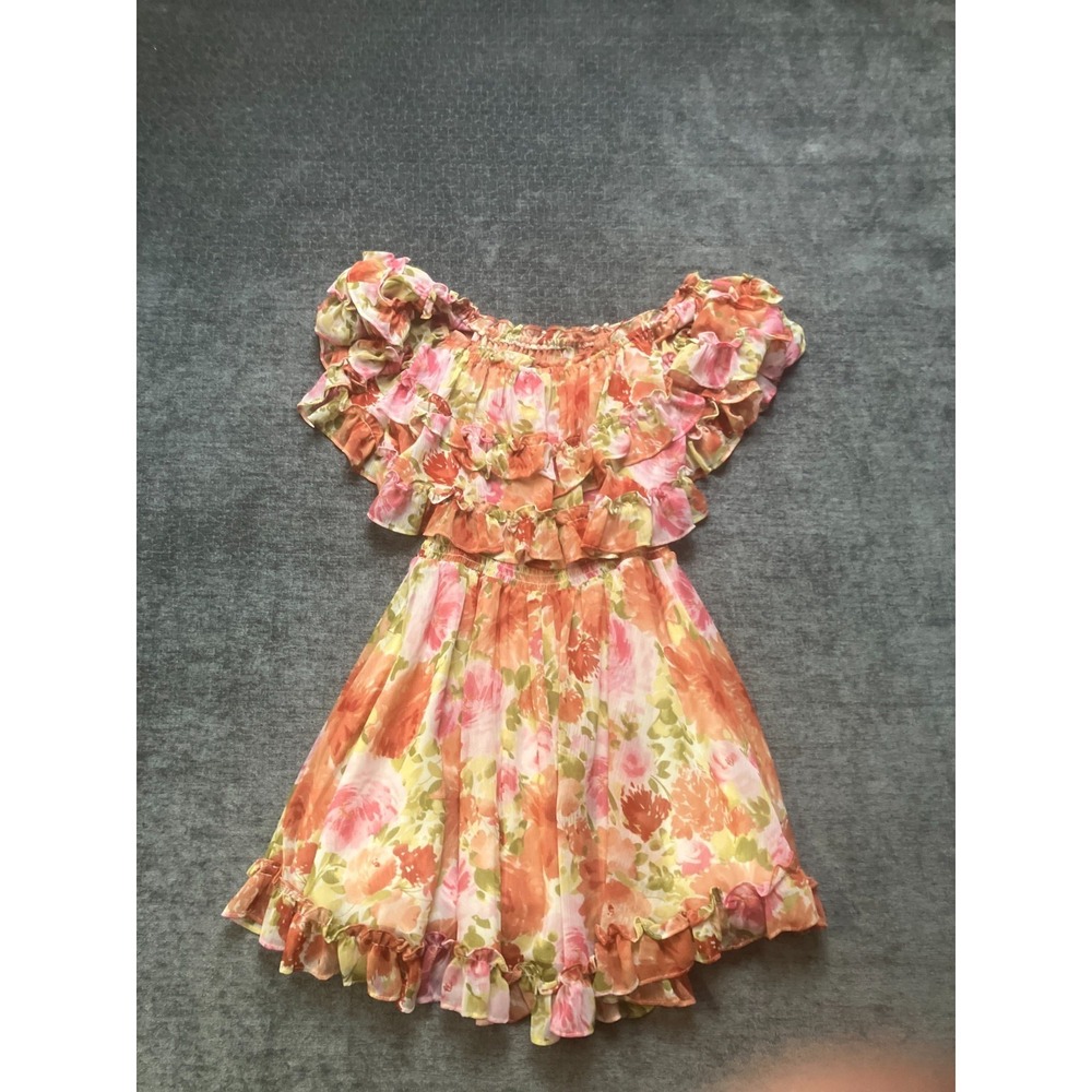 Skylar + Madison Mini Dress Women Small Colorful Floral Ruffled Off the Shoulder